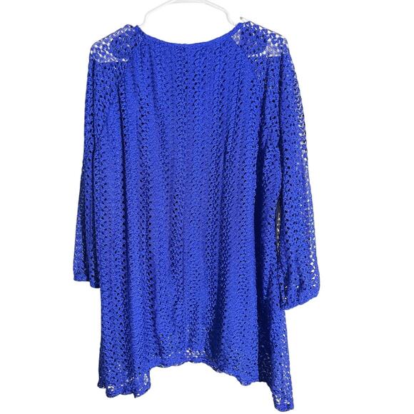Covington Woman 3X Royal Blue Crochet Lace Tunic Blouse - Picture 6 of 7